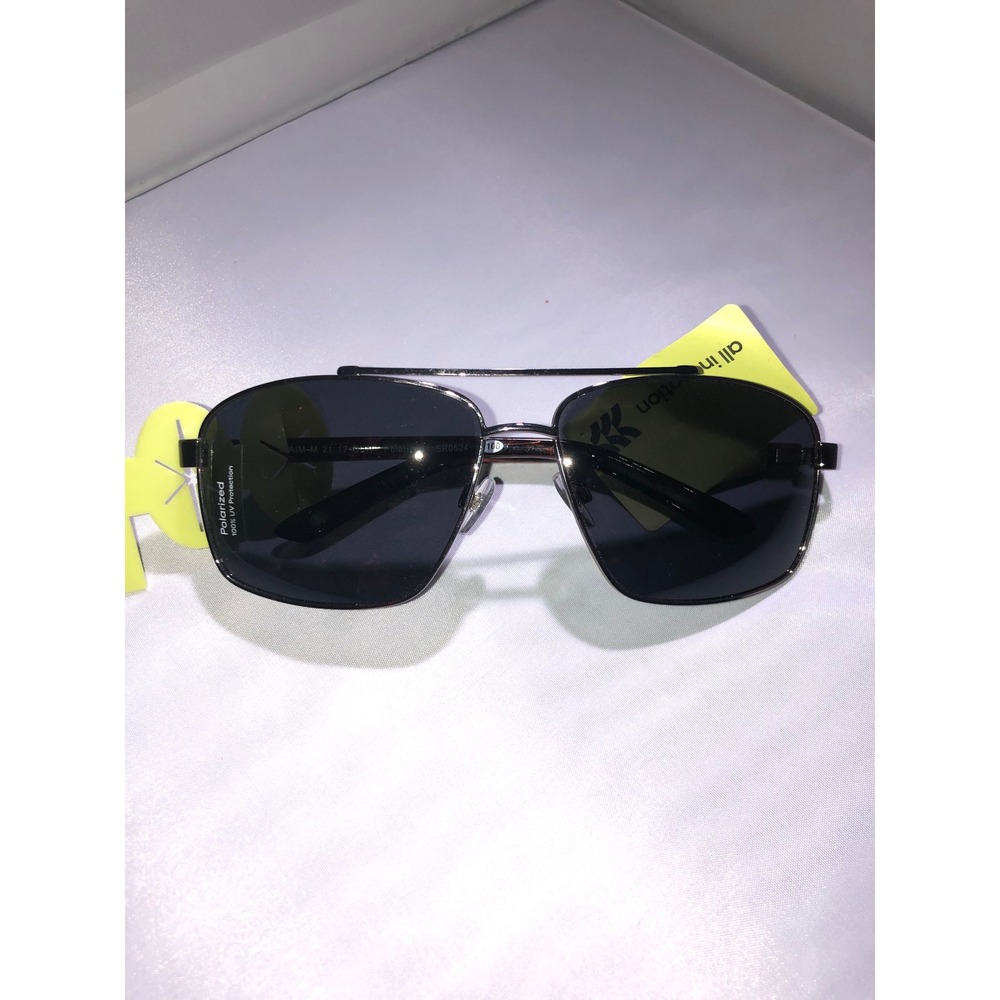 All In Motion Polarized Sunglasses Gunmetal Square Aviator AIM-M 21 17 GUN NWT